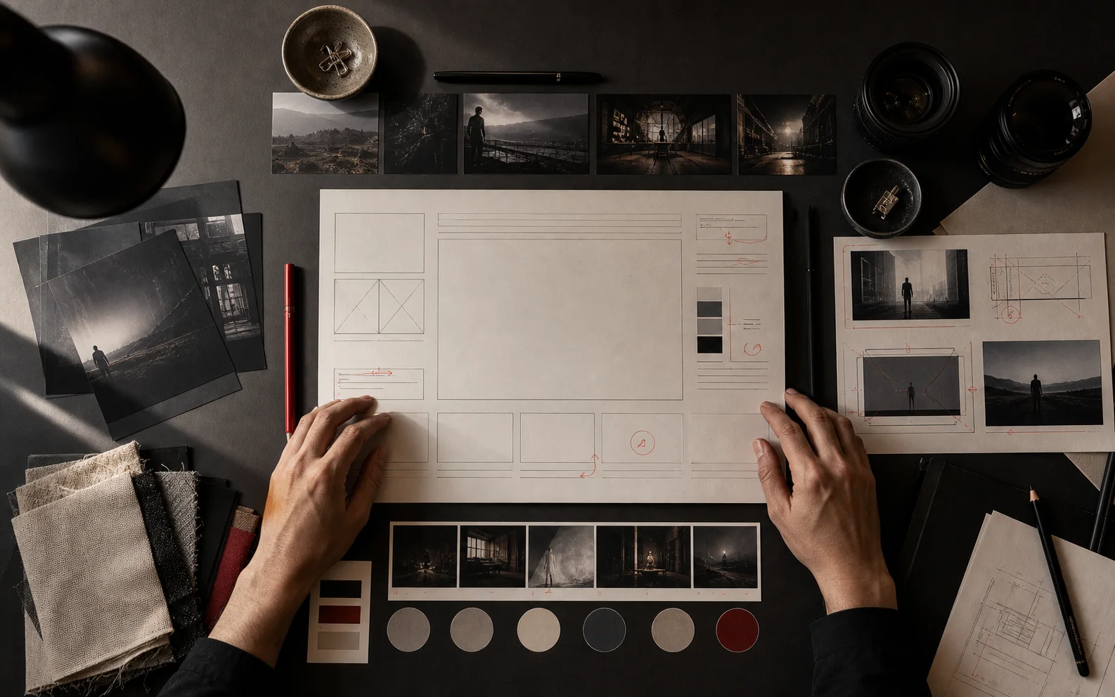 Creators reviewing a visual brief before AI video production