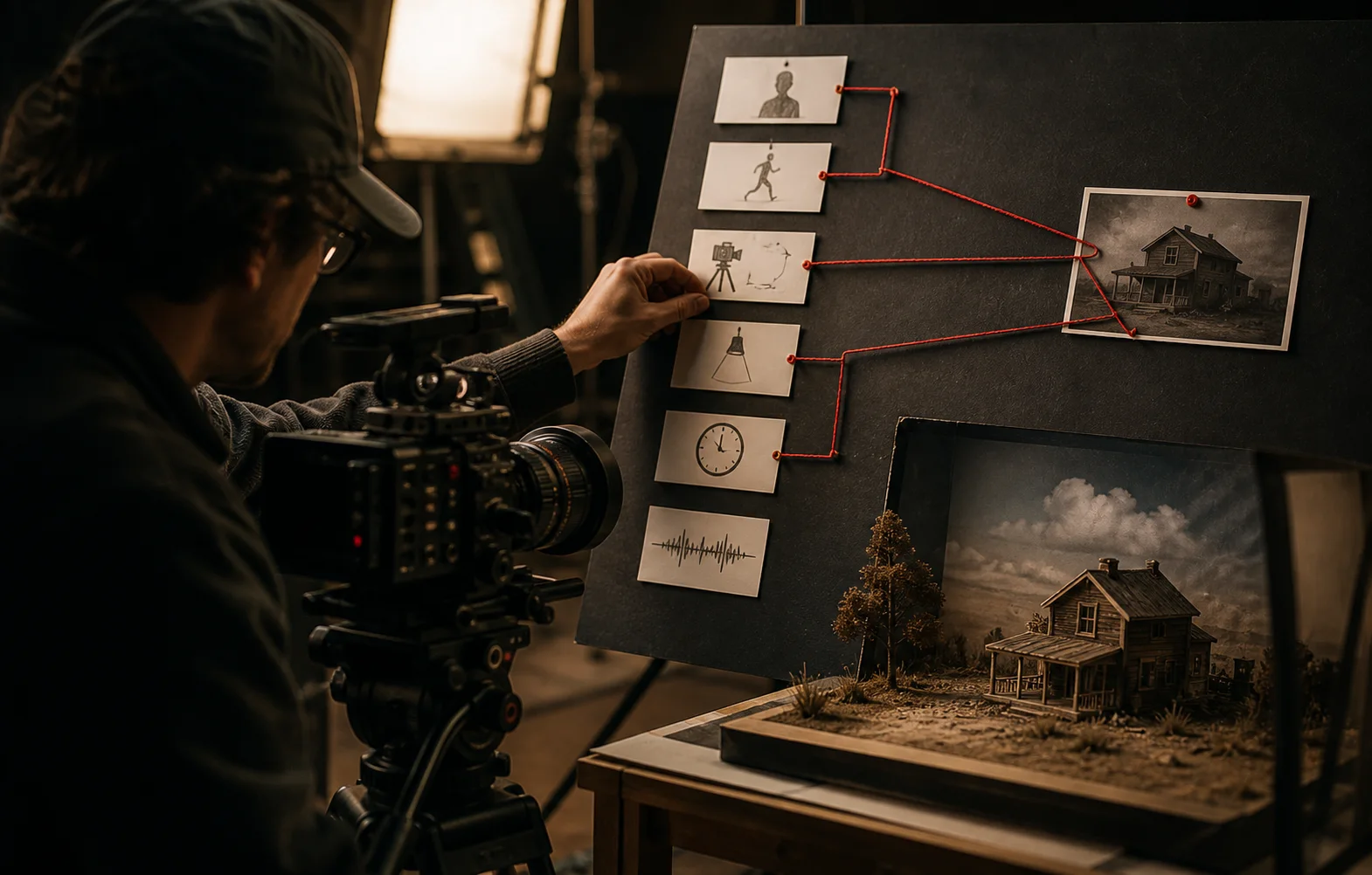 A cinematic AI video shot being directed with production controls