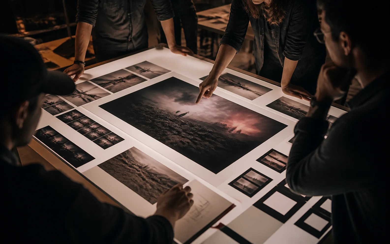 Creative team aligning on one central story frame